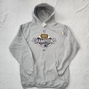 Vintage REEBOK NFL New England Patriot Super Bowl  Heather Gray Hoodie Medium‎